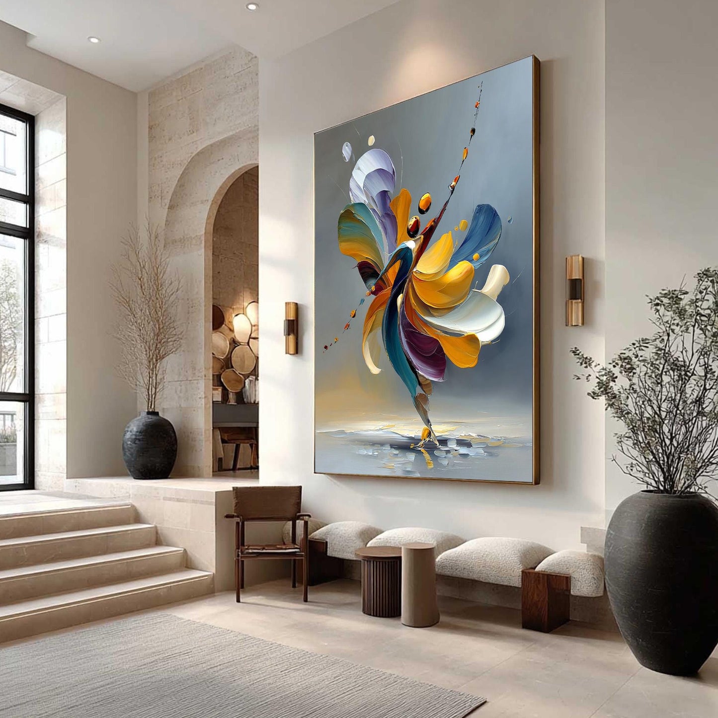 Abstract Dancer Oil Painting, Vibrant Figurative Art, Modern Home Decor – Couple Figure Portrait Wall Art | Abstract Oil Pain