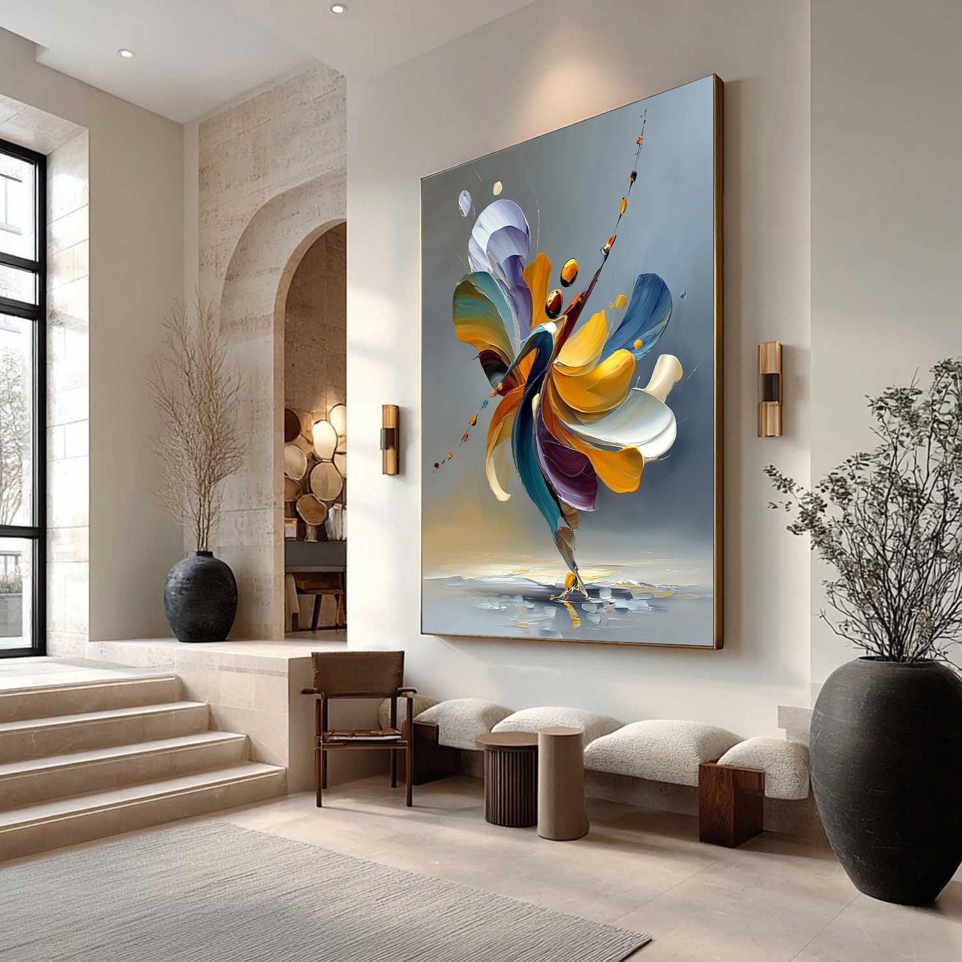 Abstract Dancer Oil Painting, Vibrant Figurative Art, Modern Home Decor – Couple Figure Portrait Wall Art | Abstract Oil Pain