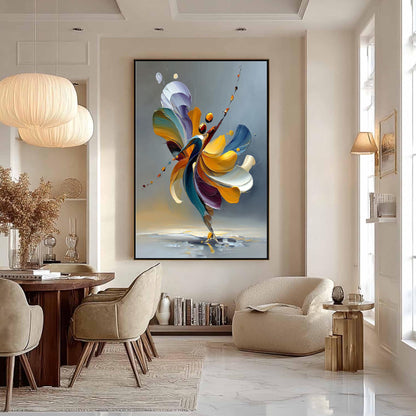 Abstract Couple Figure Portrait Wall Art – Dancer Oil Painting