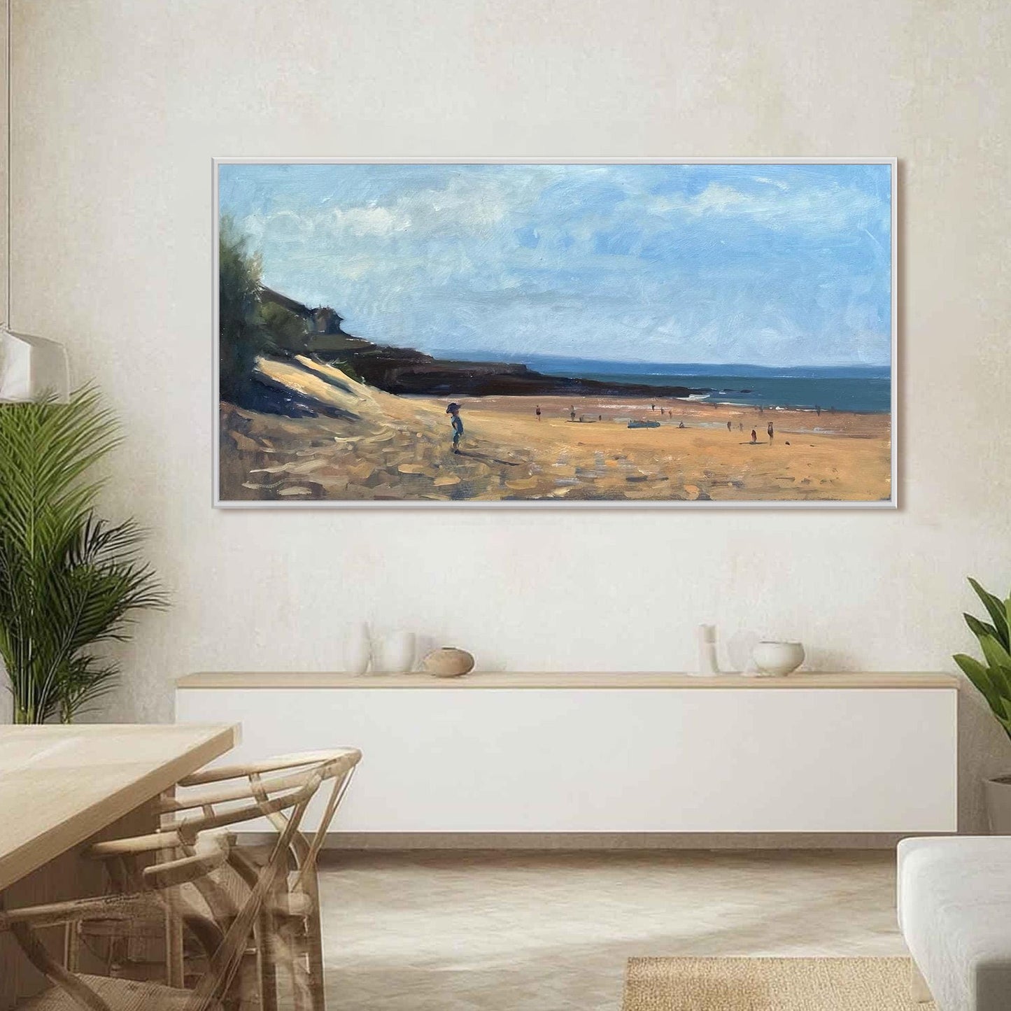 Serene Coastal Beach Seascape Wall Art – Oil Painting