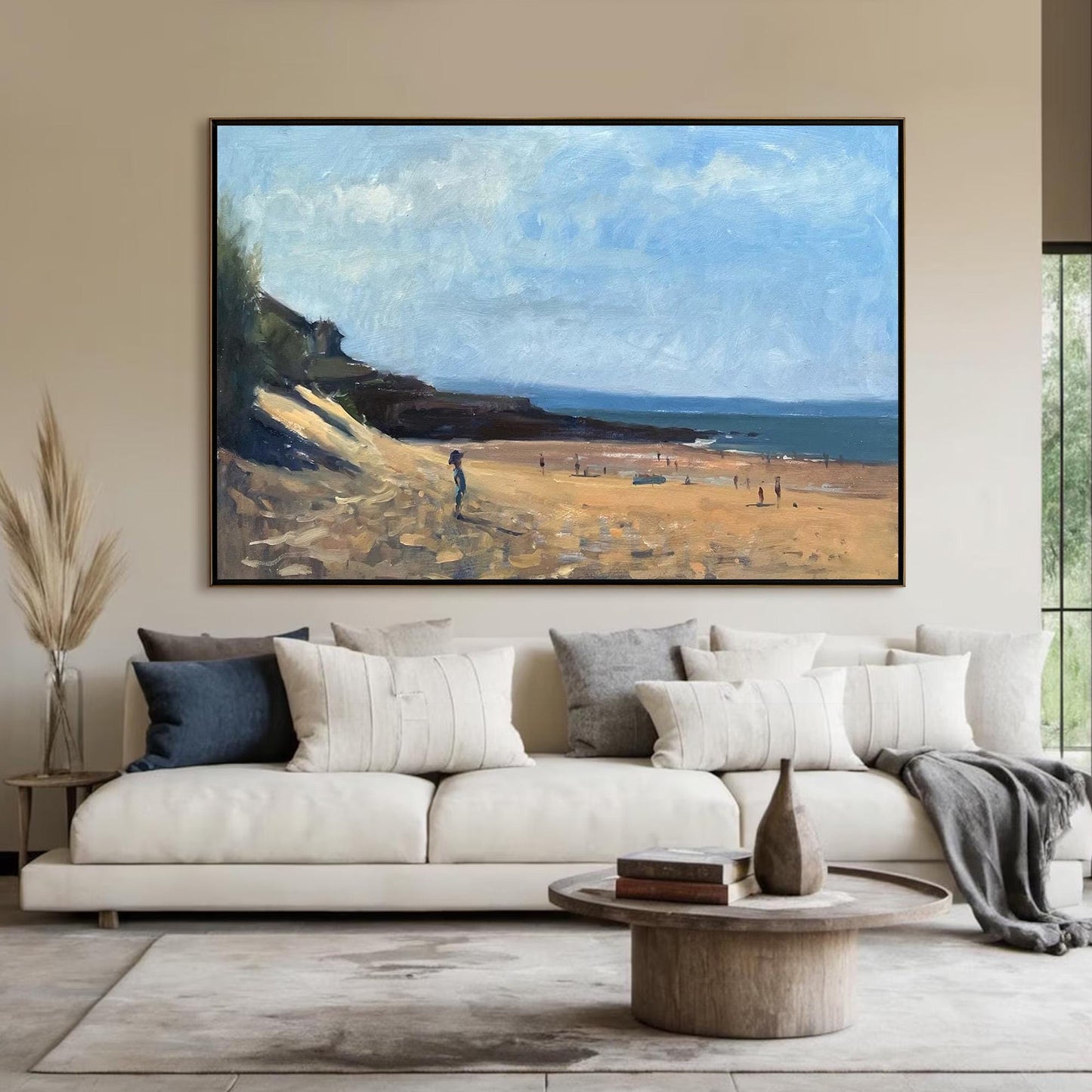 Serene Coastal Beach Seascape Wall Art – Oil Painting