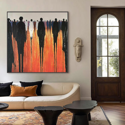 Abstract Couple Silhouette Oil Painting – Bold Modern Figure Portrait Wall Art