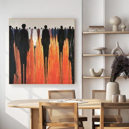 Abstract Couple Silhouette Oil Painting – Bold Modern Figure Portrait Wall Art