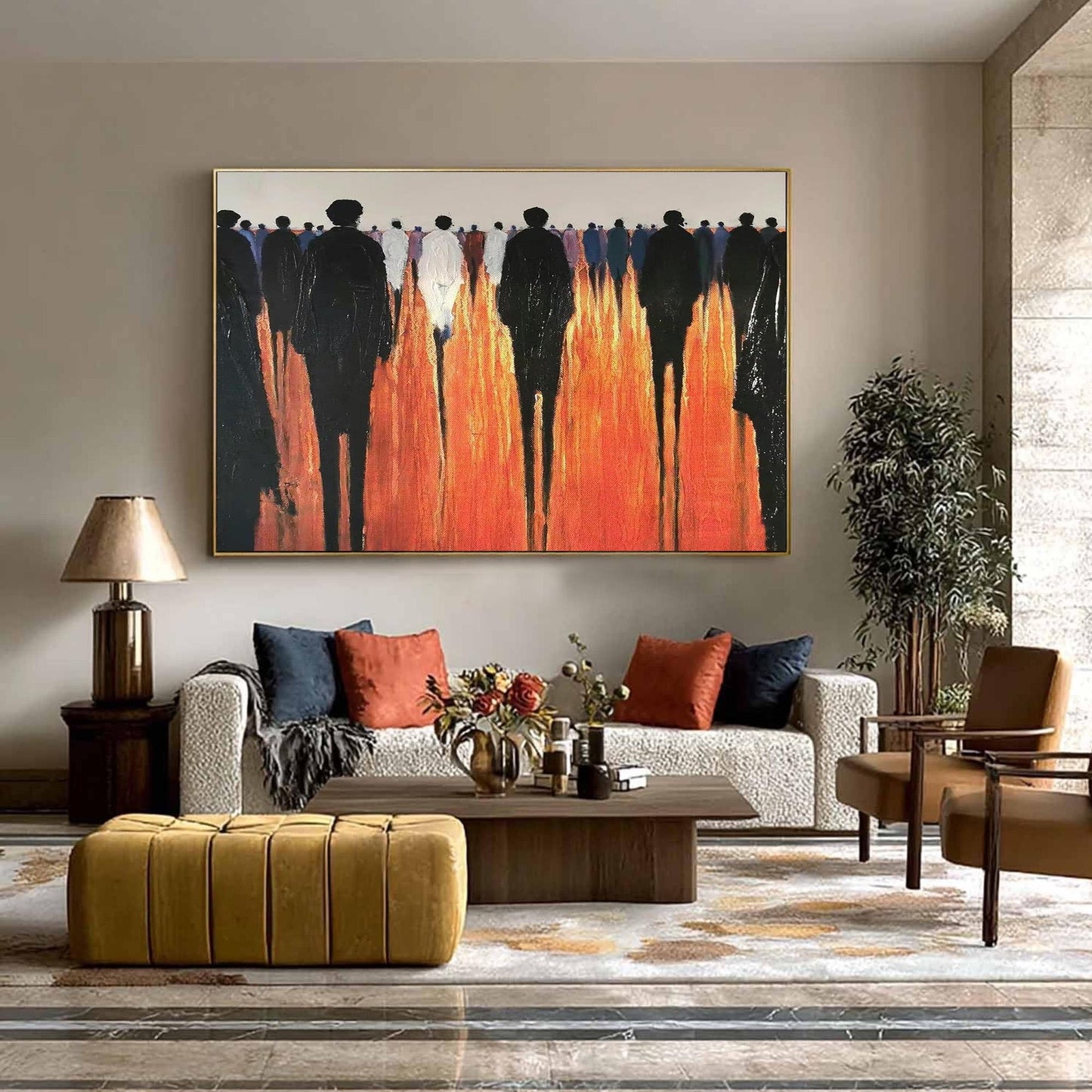 Abstract Human Oil Painting, Bold Modern Figure Artwork, Contemporary Wall Decor – Couple Figure Portrait Wall Art | Abstract