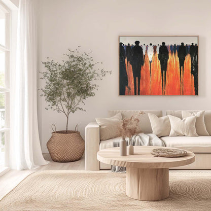 Abstract Couple Silhouette Oil Painting – Bold Modern Figure Portrait Wall Art