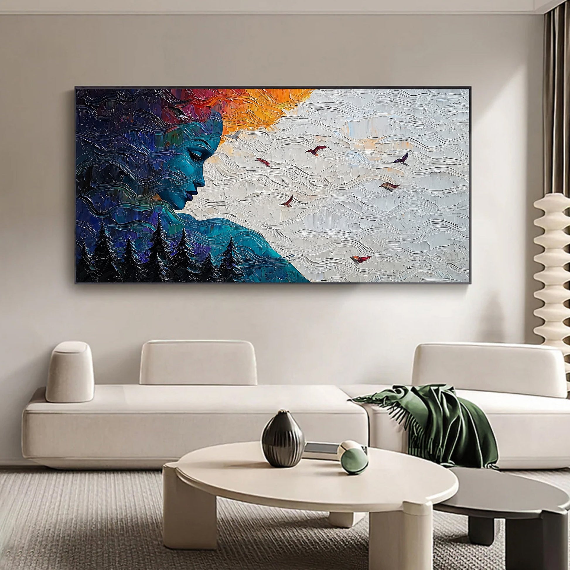 Impasto Woman Portrait Painting, Textured Nature Art, 3D Canvas Wall Decor – Female Figure Portrait Wall Art | Impasto Hand-P