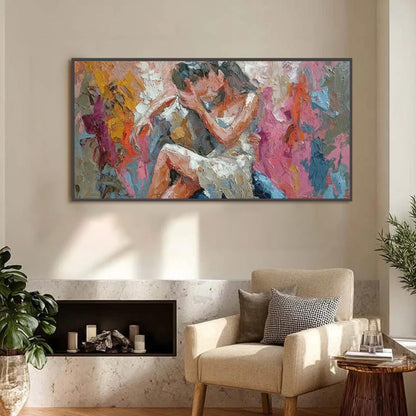 Colorful Abstract Couple Figure Portrait Wall Art – Romantic