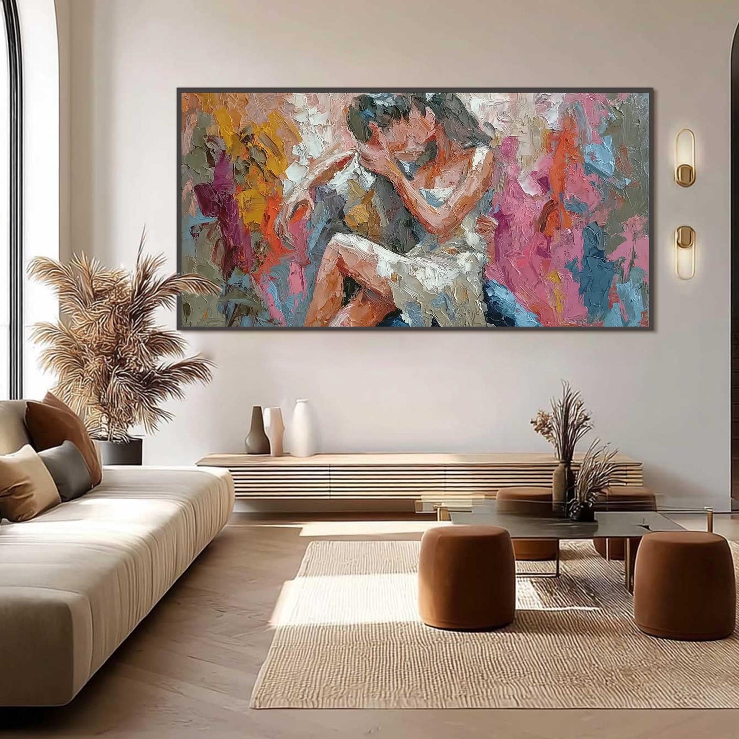 Colorful Abstract Couple Figure Portrait Wall Art – Romantic