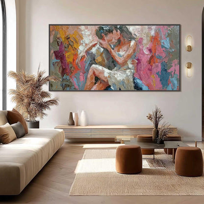 Colorful Abstract Couple Figure Portrait Wall Art – Romantic