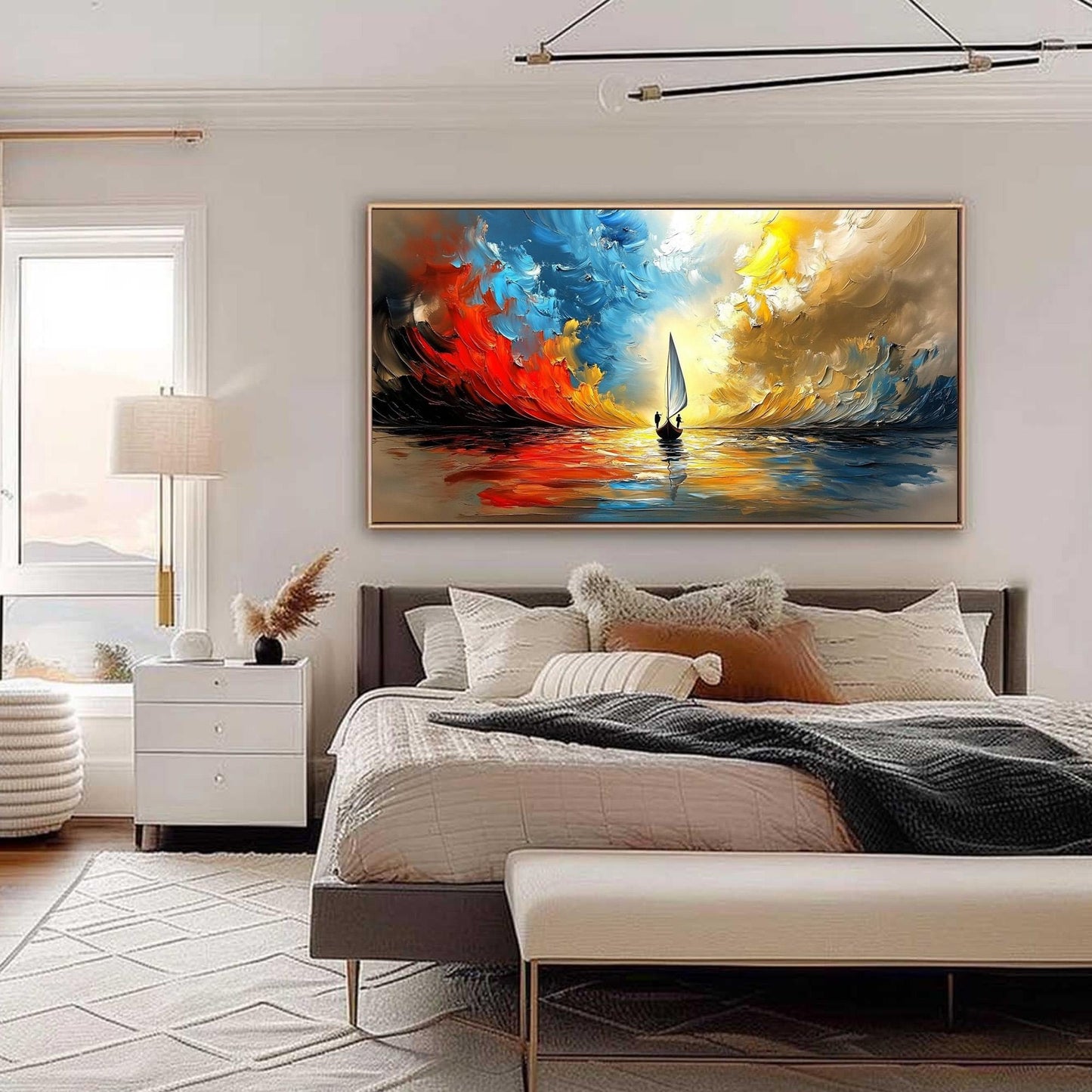 Colorful Sailboat Seascape Wall Art – Vibrant Sailboat