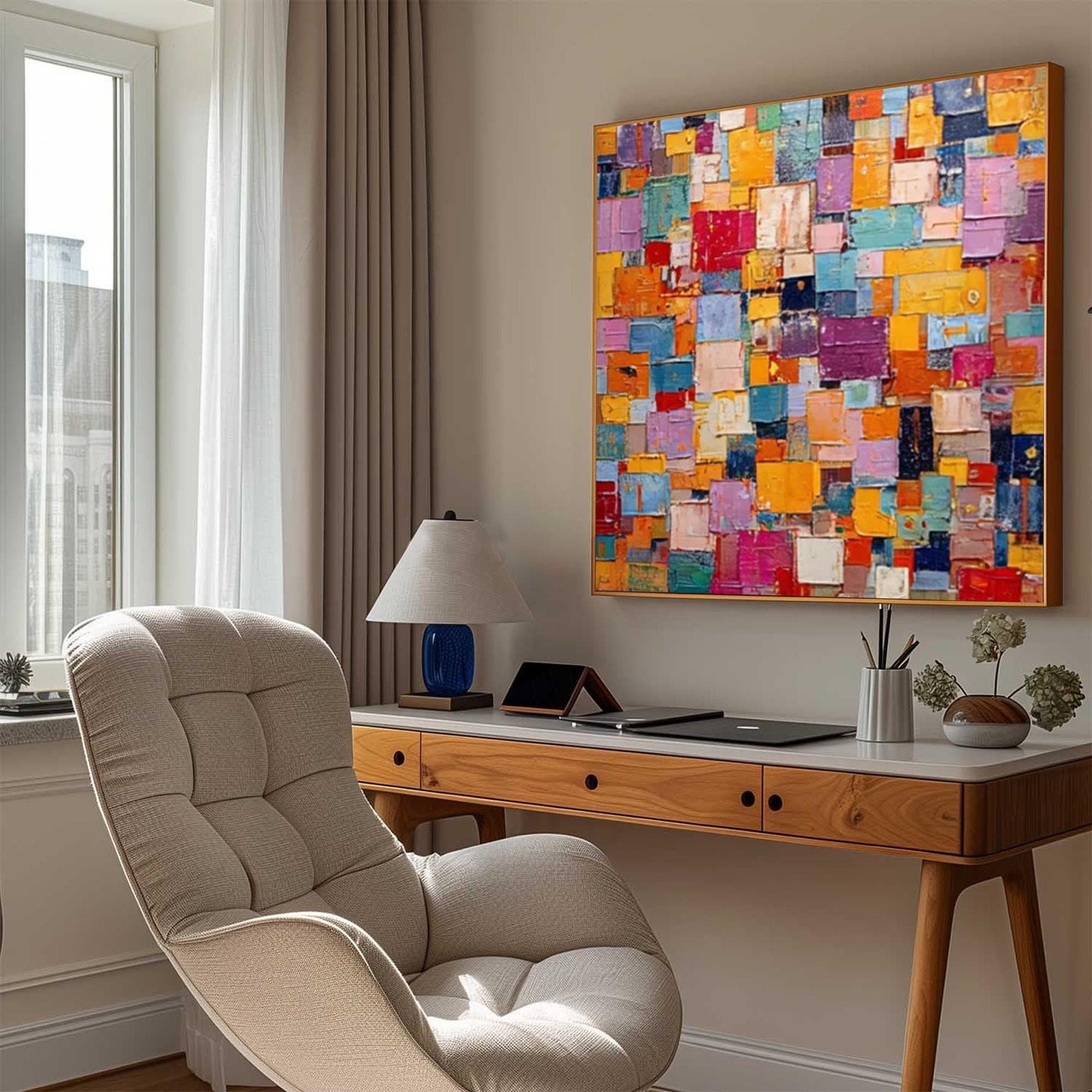 Colorful Abstract Oil Painting, Vibrant Textured Canvas Wall Art – Colorful Abstract Wall Art | Textured Oil Painting, view 3