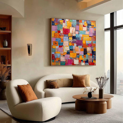 Colorful Abstract Oil Painting, Vibrant Textured Canvas Wall Art – Colorful Abstract Wall Art | Textured Oil Painting, view 2