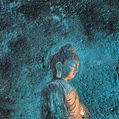 Textured Buddha Oil Painting, Deep Blue Abstract Spiritual Art – Blue Abstract Wall Art | Textured Oil Painting, view 5
