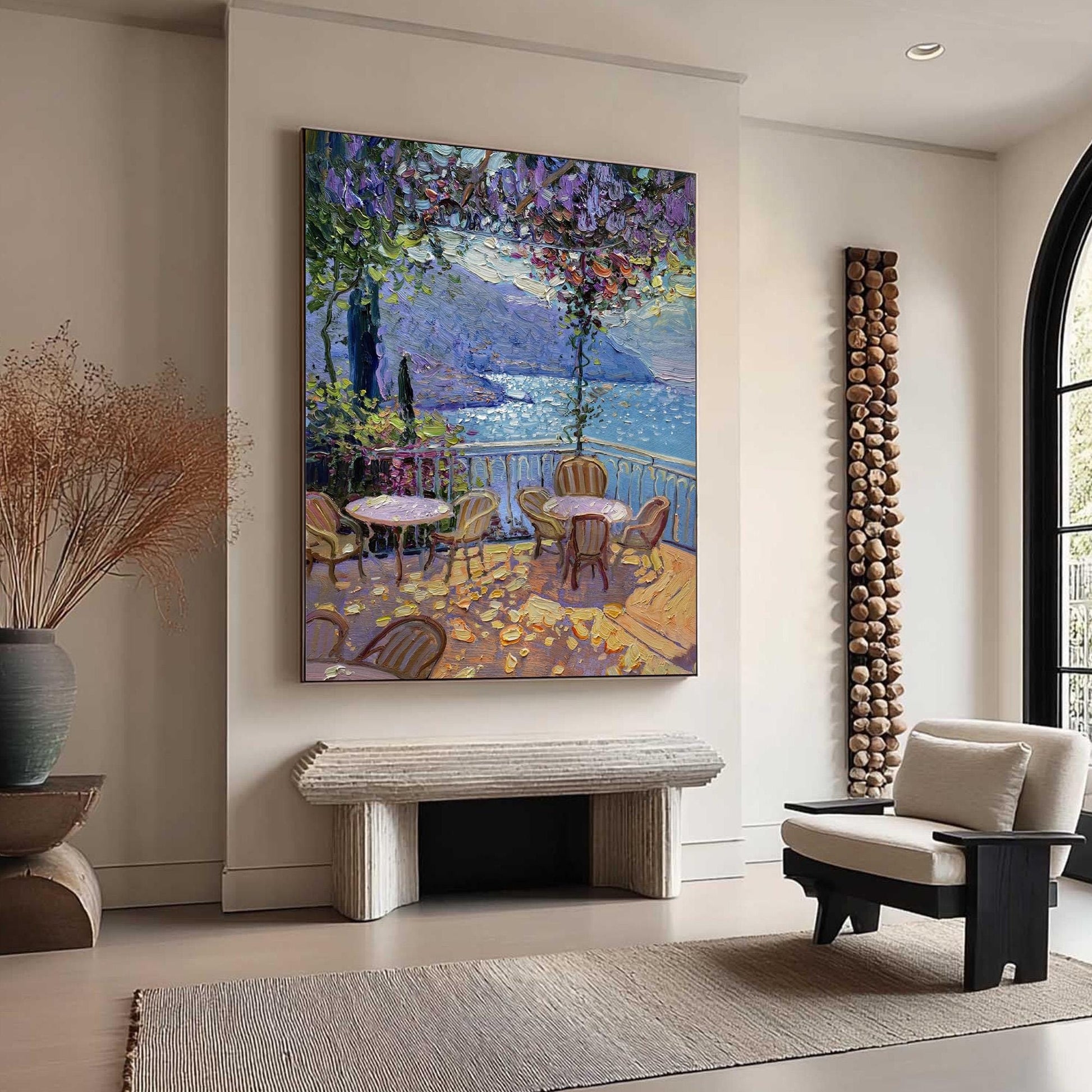 Wisteria Balcony – Green and Gold Wisteria Floral Wall Art | Oil Painting, view 3