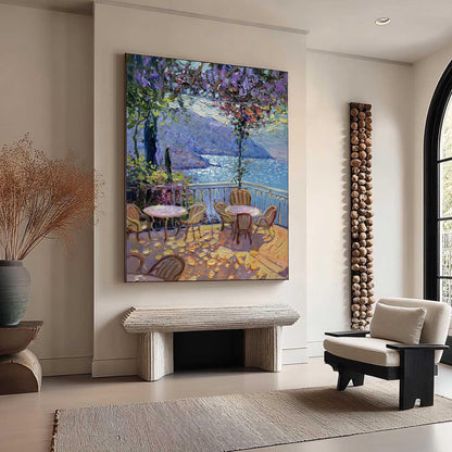 Wisteria Balcony – Green and Gold Wisteria Floral Wall Art | Oil Painting, view 3