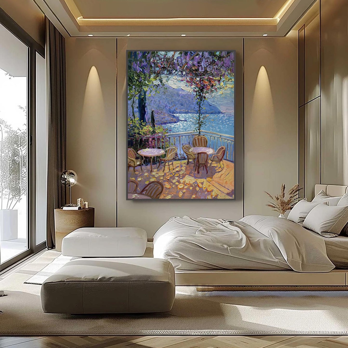 Green and Gold Wisteria Floral Wall Art – Wisteria Balcony
