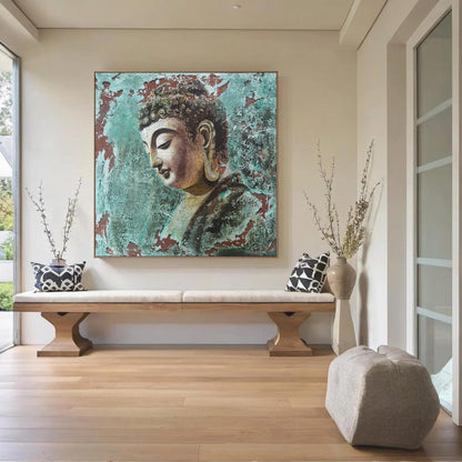 Black Textured Abstract 3D Texture Wall Art – Textured Buddha Oil Painting, Serene Meditation Wall Art, Tranquil Spiritual Artwork