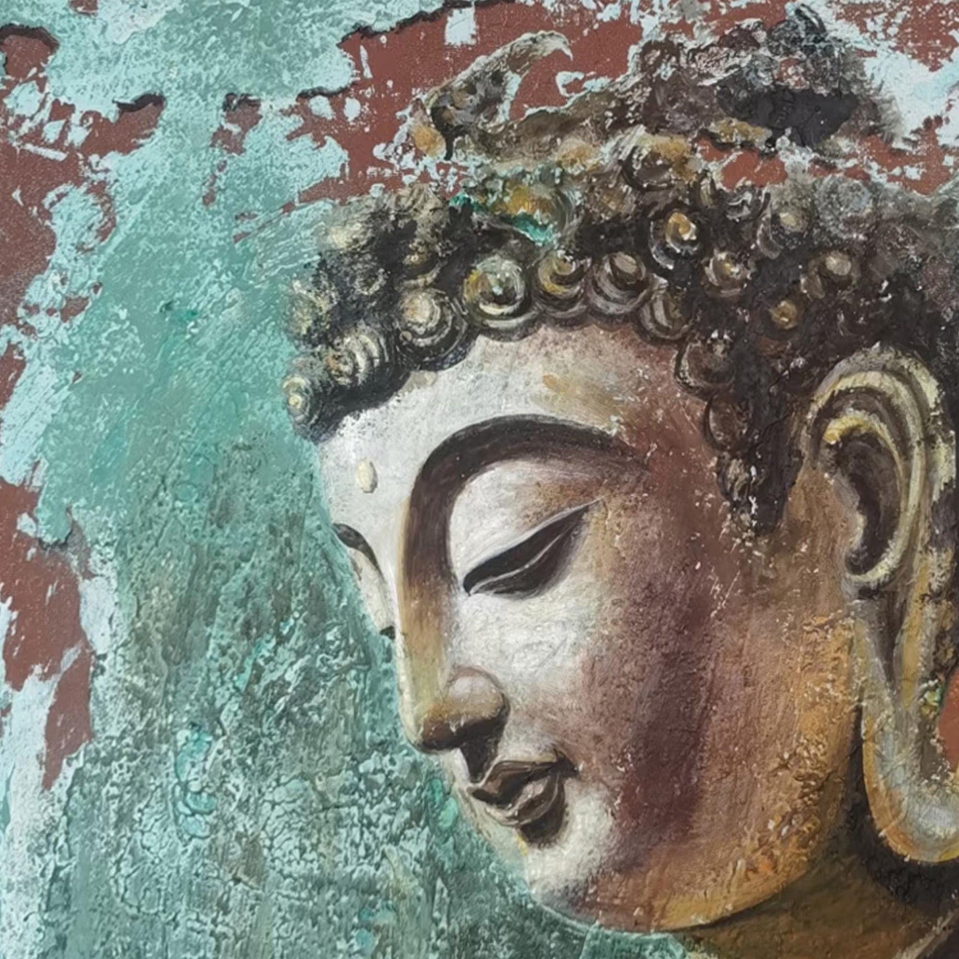 Textured Buddha Oil Painting, Serene Meditation Wall Art, Tranquil Spiritual Artwork – Black Abstract 3D Texture Wall Art | T