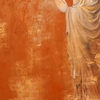 Warm Orange Buddha Oil Painting – Spiritual Buddha
