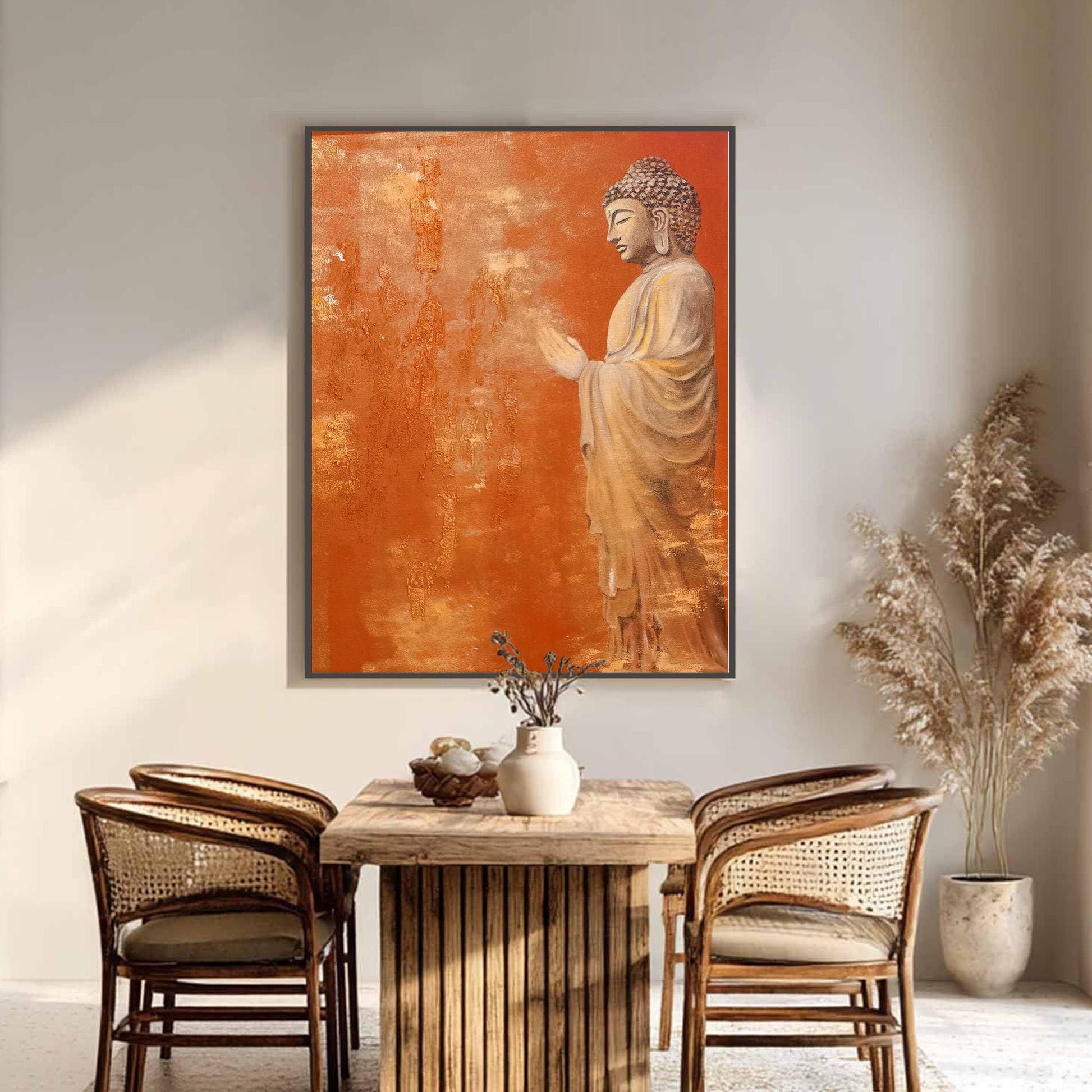 Spiritual Buddha – Orange Abstract | Oil Painting, view 4