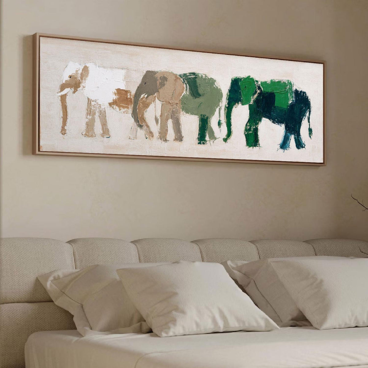 Abstract Elephant Painting, Forest Green, Modern Wildlife Art