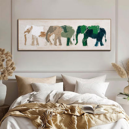 Abstract Elephant Painting, Forest Green, Modern Wildlife Art