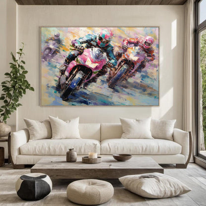 Dynamic Motorcycle – Colorful Abstract | Oil Painting, view 4