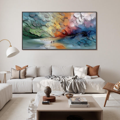 Textured Abstract Landscape Painting, Three Figures, Modern Wall Art – Landscape Wall Art | Abstract Palette Knife Hand-Paint