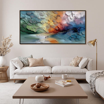 Textured Abstract Landscape Painting, Three Figures, Modern Wall Art – Landscape Wall Art | Abstract Palette Knife Hand-Paint