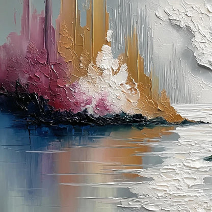 Colorful Abstract Impasto Lake Landscape Wall Art