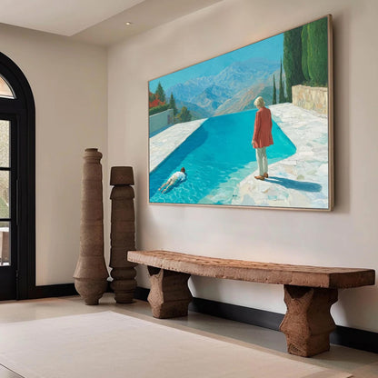 Colorful Mountain Wall Art – Poolside Mountain View Painting