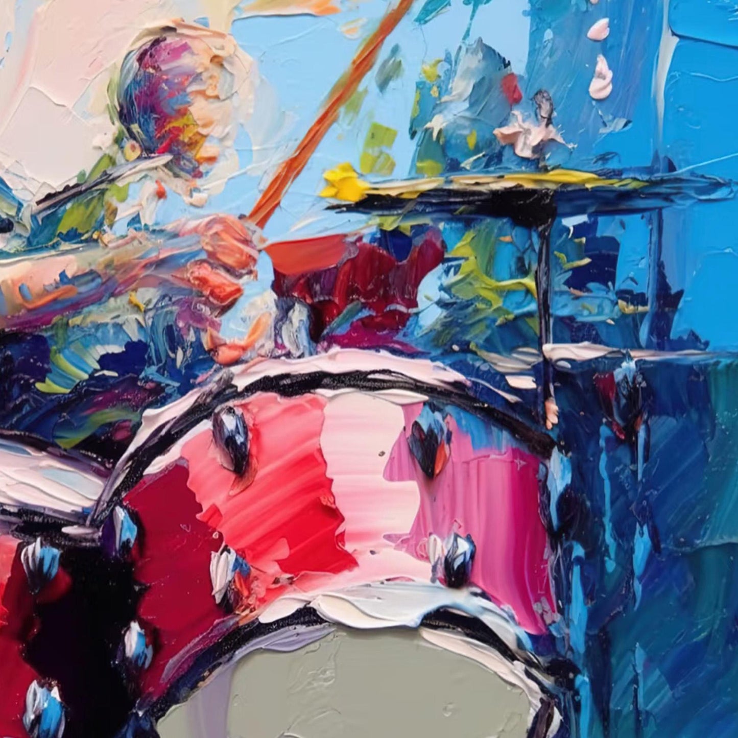 Vibrant Drummer – Colorful Abstract Wall Art | Oil Painting, view 5