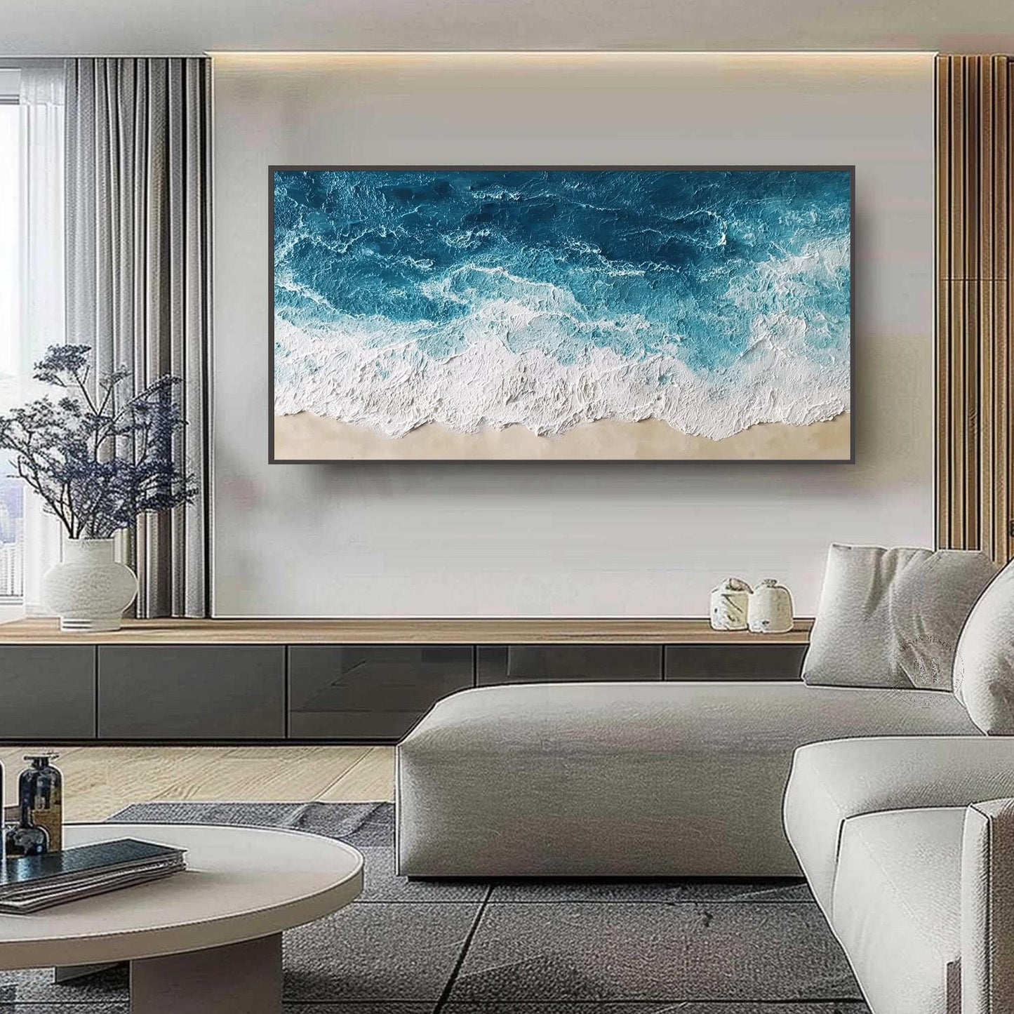 Textured Ocean Wave Oil Painting Seascape Wall Art
