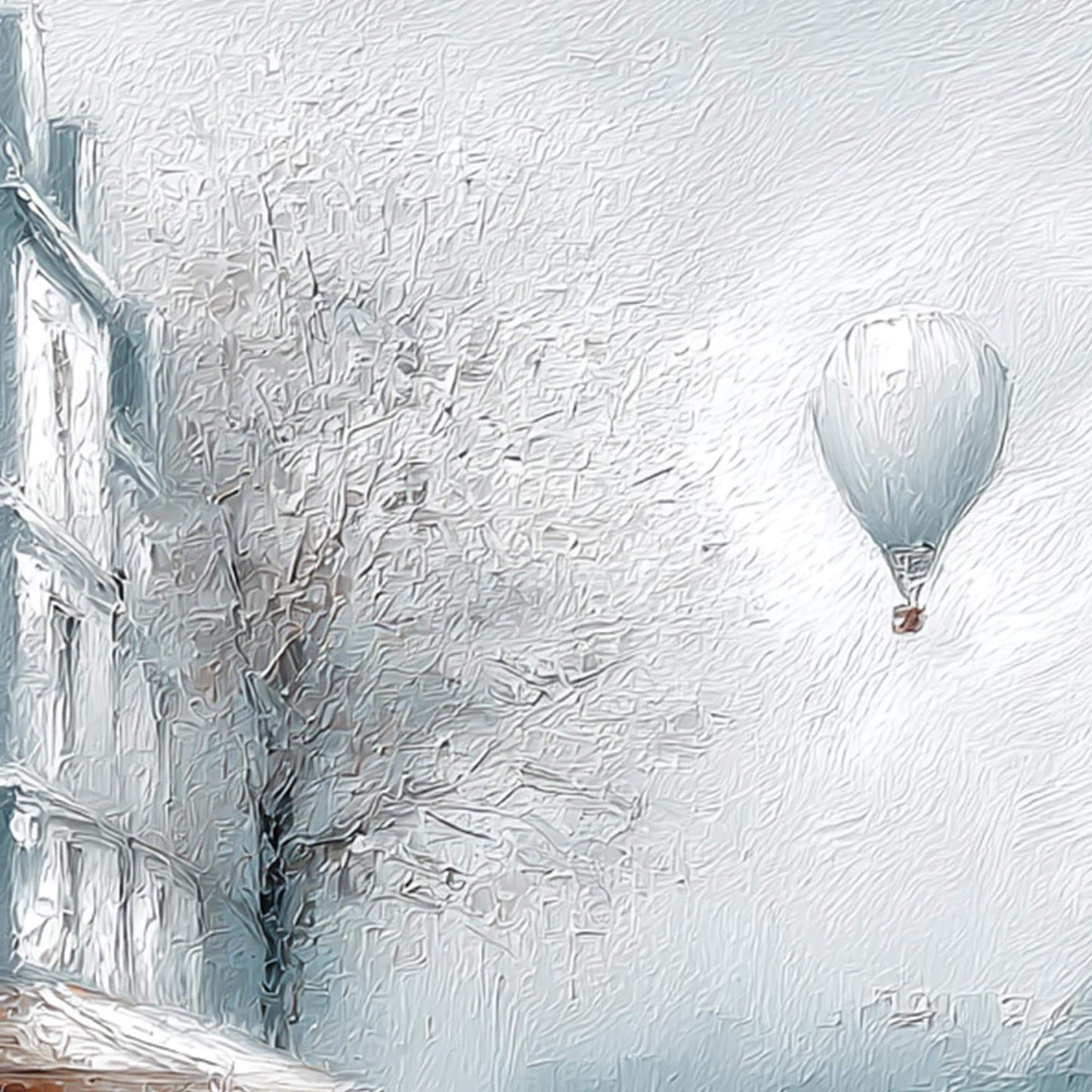Paris Rainy Street – Grey and White Cityscape City Architecture Wall Art | Oil Painting, view 5