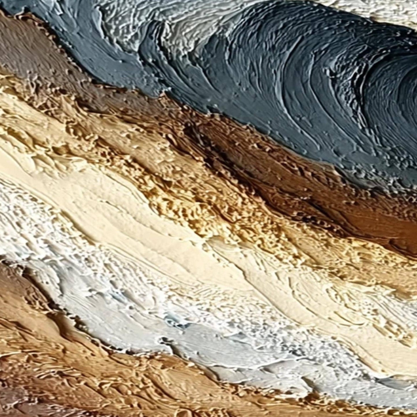 Abstract Textured Beach Seascape Wall Art – Textured Wave Triptych