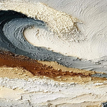 Abstract Textured Beach Seascape Wall Art – Textured Wave Triptych