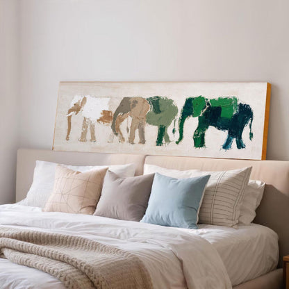 Abstract Elephant Painting, Forest Green, Modern Wildlife Art