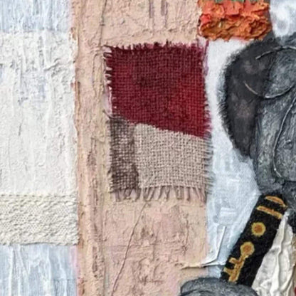 Textured Mixed Media Flute Player Abstract Wall Art