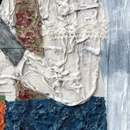 Textured Mixed Media Flute Player Abstract Wall Art