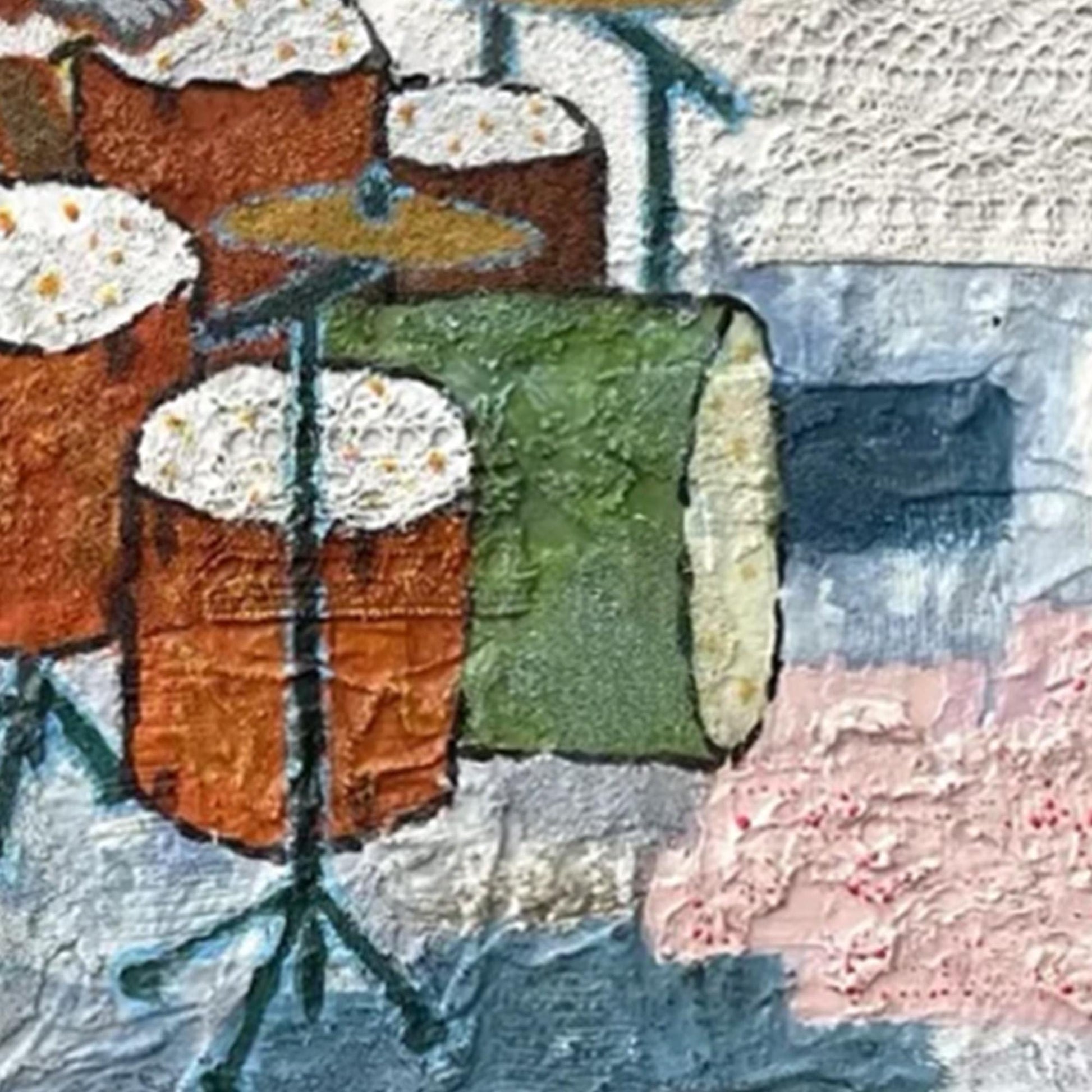 Textural Mixed Media Drummer Painting – Couple Figure Portrait Wall Art | Abstract Mixed Media Painting, view 4