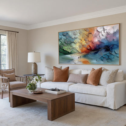 Textured Abstract Landscape Painting, Three Figures, Modern Wall Art – Landscape Wall Art | Abstract Palette Knife Hand-Paint