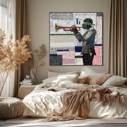 Textured Abstract 3D Texture Wall Art – Textured Trumpet Player Canvas Art