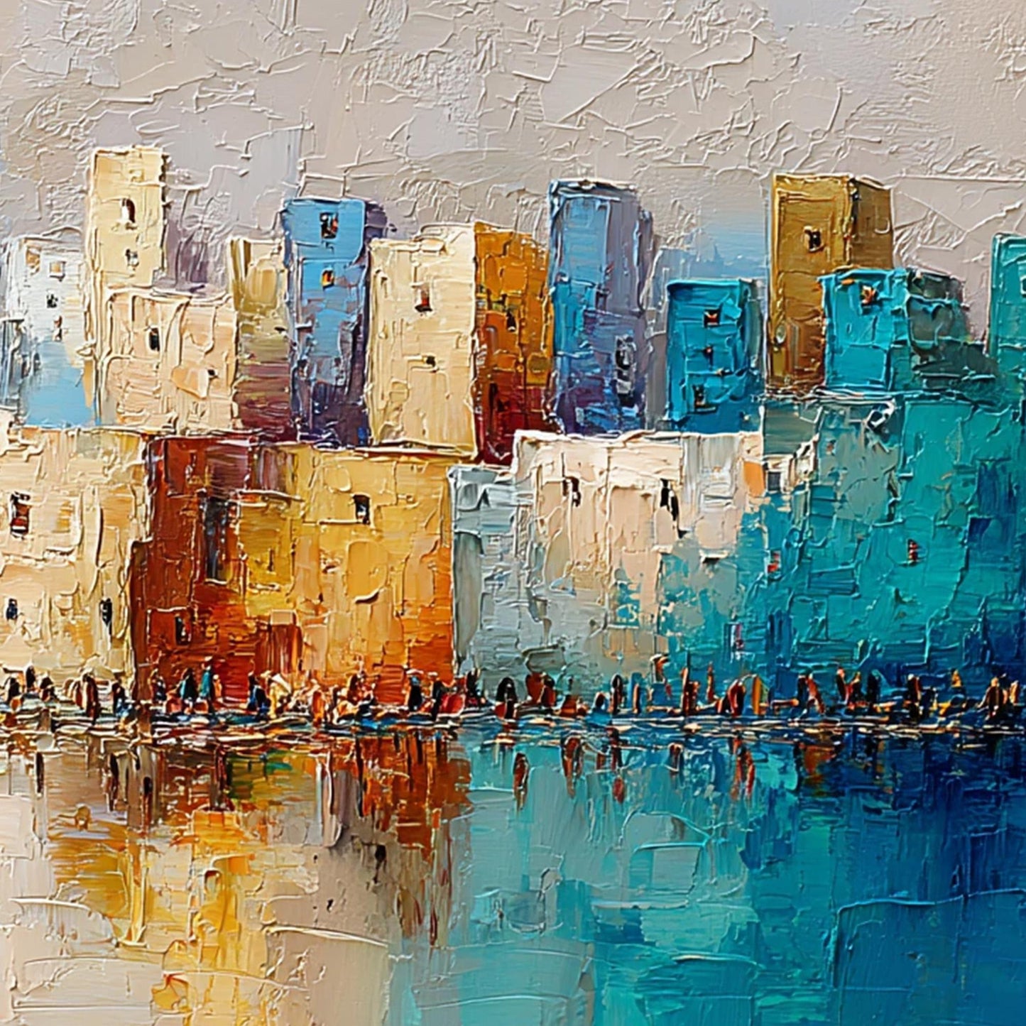Colorful Abstract Textured Cityscape City Architecture Wall Art – Vibrant Cityscape
