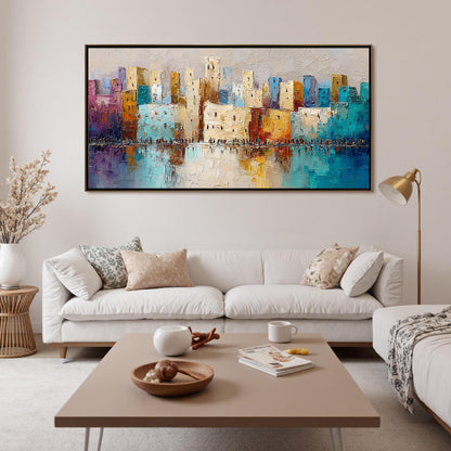 Colorful Abstract Textured Cityscape City Architecture Wall Art – Vibrant Cityscape