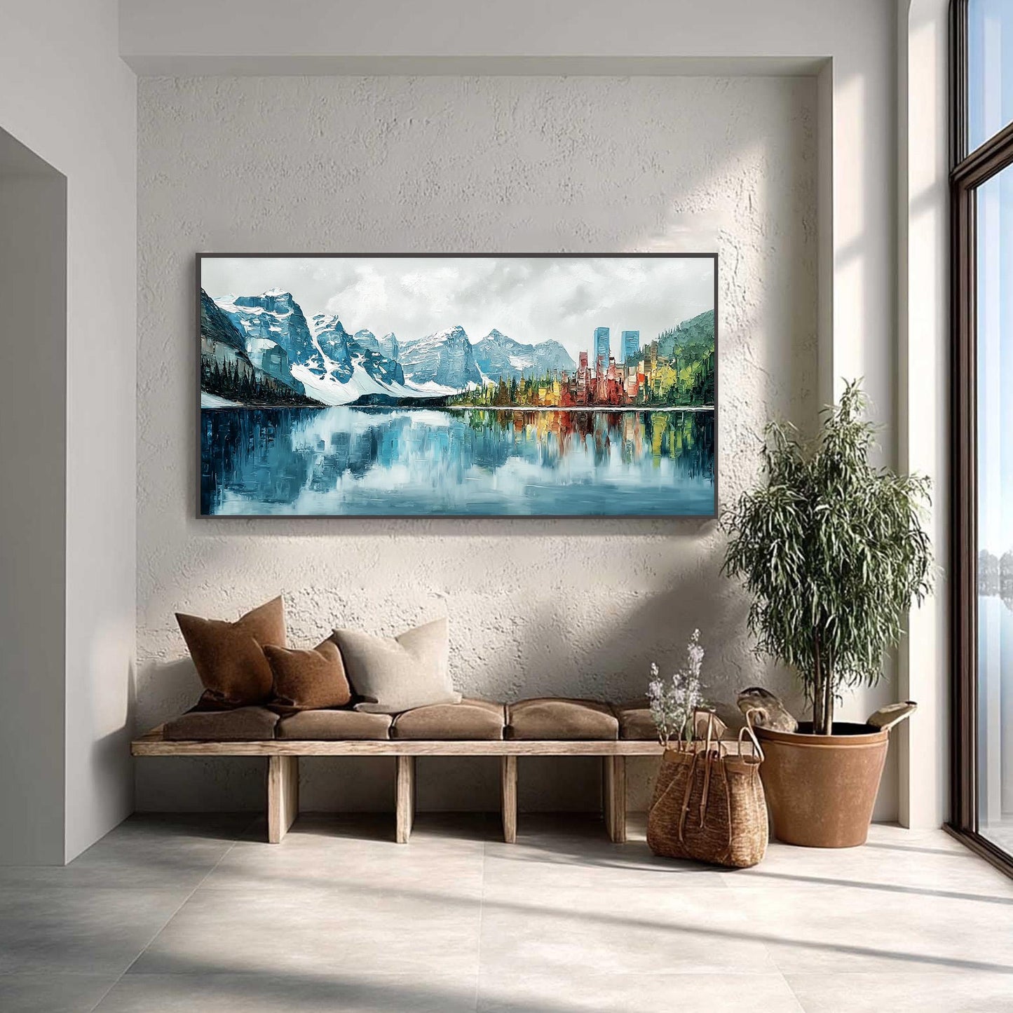 Colorful Impasto Alpine Mountain Wall Art