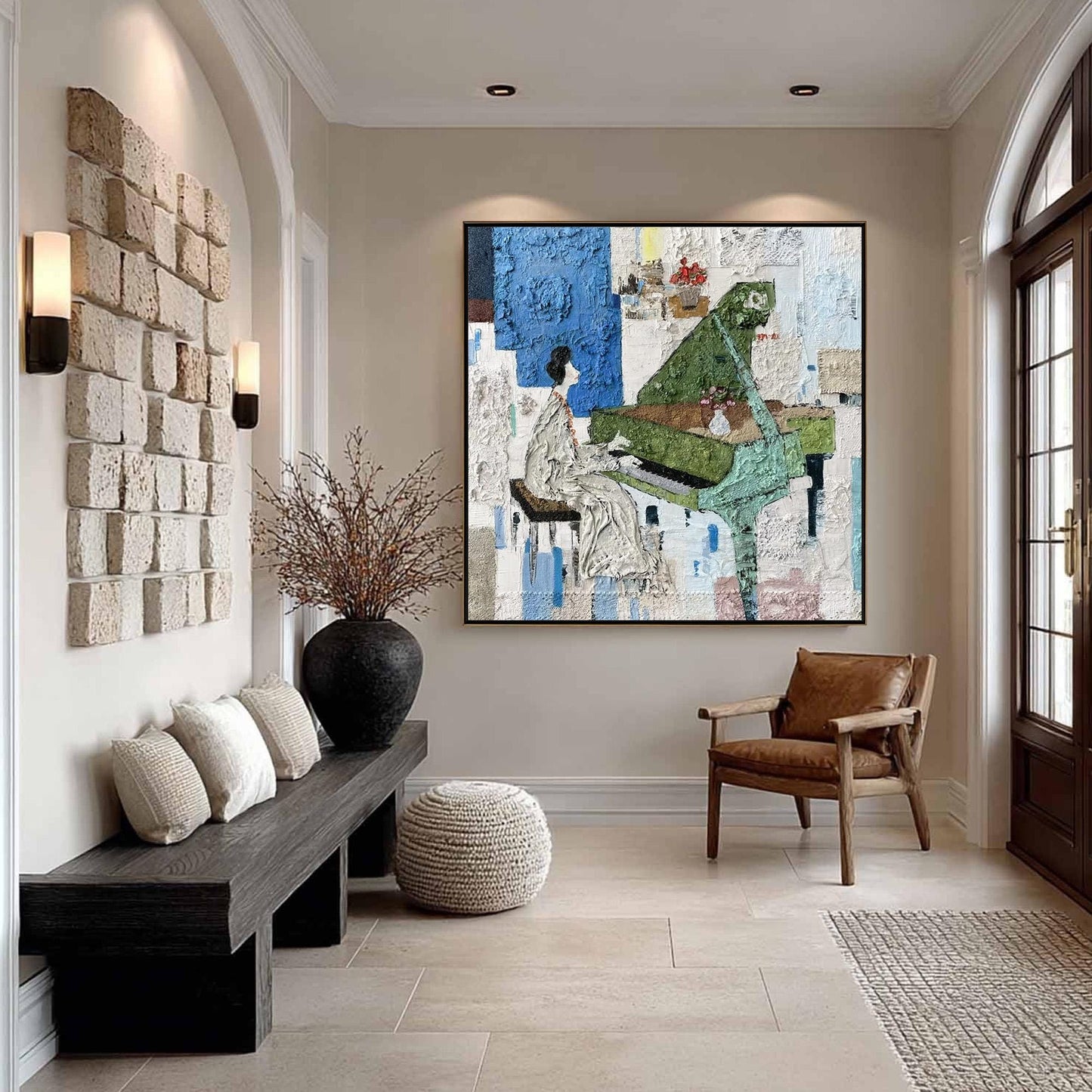 Colorful Textured Piano Abstract Wall Art – Mixed Media Painting