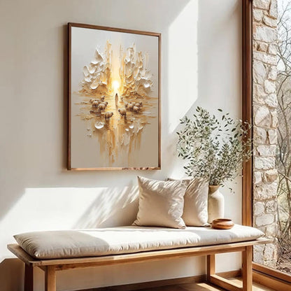 Textured Oil Painting, Jesus Shepherd with Sheep, Christian Wall Art, Home Decor – Gold Abstract 3D Texture Wall Art | Textur
