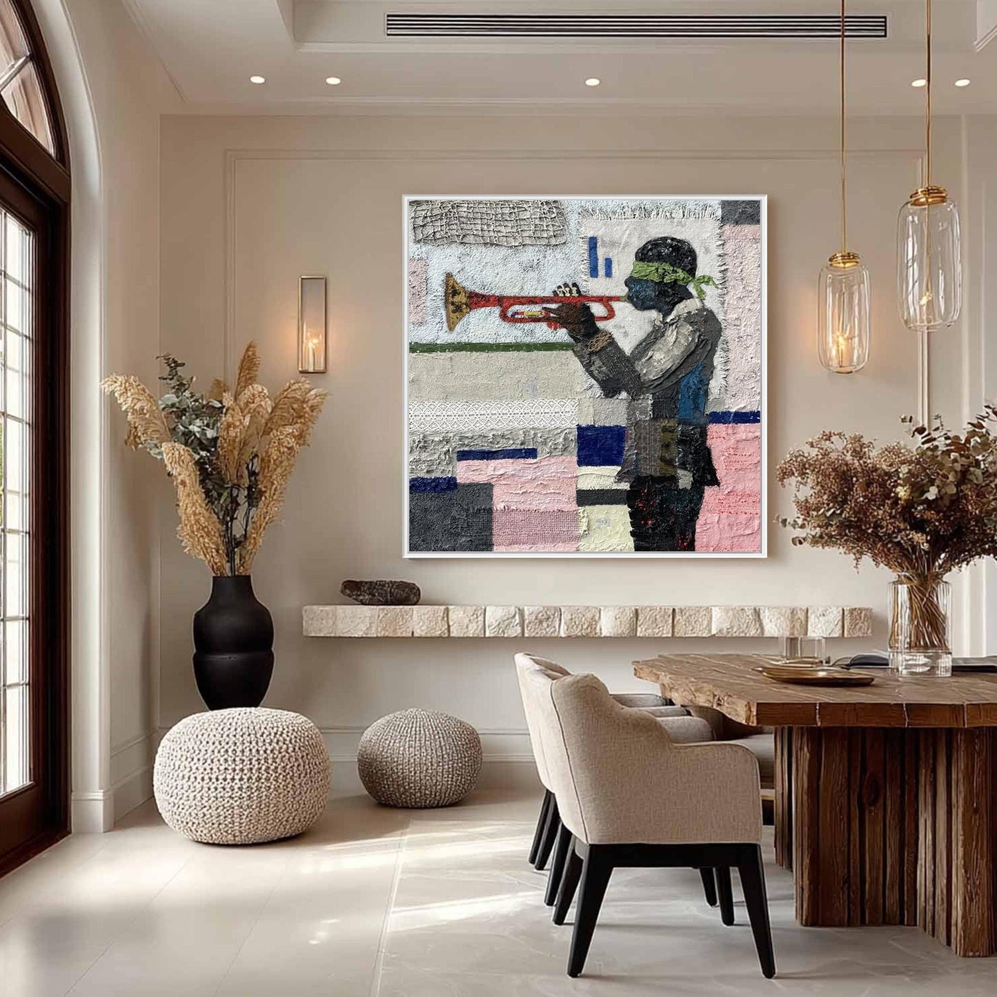 Textured Trumpet Player Canvas Art – Abstract 3D Texture Wall Art | Textured Painting, view 4