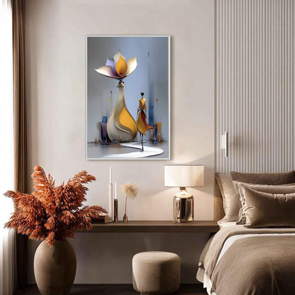 Blue and Gold Ship Painting — Modern Figurative Wall Art