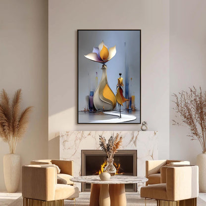 Blue and Gold Ship Painting — Modern Figurative Wall Art